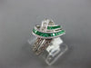 .91CT DIAMOND & AAA EMERALD 14KT WHITE GOLD PRINCESS TWO ROW LOVE KNOT FUN RING