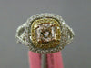 ESTATE LARGE GIA 1.0CT DIAMOND 18K TRI COLOR GOLD 3D CUSHION CUT ENGAGEMENT RING
