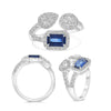 LARGE 1.89CT DIAMOND & AAA SAPPHIRE 18KT WHITE GOLD MULTI SHAPE 3 STONE FUN RING