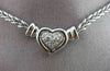 ESTATE .39CT ROUND DIAMOND 14KT WHITE GOLD PAVE HEART NECKLACE F/G VS  #11994
