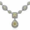 ESTATE LARGE 17.44CT WHITE & FANCY DIAMOND 18K 2 TONE GOLD 3D TEAR DROP NECKLACE