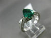 ESTATE WIDE 1.40CT ROUND DIAMOND & AAA EMERALD 14K WHITE GOLD 3D ENGAGEMENT RING