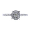ESTATE .32CT DIAMOND 18KT WHITE GOLD PAVE CLUSTER DOUBLE HALO SEMI ETERNITY RING