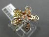 ESTATE WIDE .36CT DIAMOND 14KT WHITE YELLOW ROSE GOLD 3D STAR FLOWER LOVE RING