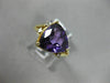 LARGE 3.24CT DIAMOND & AAA TRILLION AMETHYST 14KT YELLOW GOLD MILGRAIN FUN RING