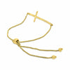 ESTATE .15CT DIAMOND 14KT YELLOW GOLD 3D CLASSIC SIDEWAYS CROSS BOLO BRACELET