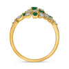 ESTATE WIDE .74CT DIAMOND & AAA EMERALD 14KT YELLOW GOLD 3D CLUSTER FUN RING