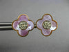 ESTATE .06CT DIAMOND & AAA MOTHER OF PEARL 14KT ROSE GOLD 4 CLOVER STUD EARRINGS