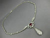 ANTIQUE LARGE 9.90CT DIAMOND & AAA RUBY 18K WHITE GOLD 3D LARIAT TENNIS NECKLACE
