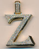 ESTATE EXTRA LARGE 1.48CT DIAMOND 14K YELLOW GOLD Z INITIAL FUN FLOATING PENDANT