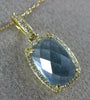 ESTATE 1.96CT DIAMOND & AAA BLUE TOPAZ 14KT YELLOW GOLD RECTANGULAR LOVE PENDANT