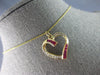 ESTATE .50CT DIAMOND & AAA RUBY 14KT YELLOW GOLD 3D OPEN HEART FLOATING PENDANT