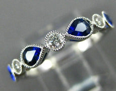 ESTATE .98CT DIAMOND & AAA SAPPHIRE 14KT WHITE GOLD 3D WEDDING ANNIVERSARY RING