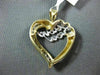ESTATE LARGE .15CT DIAMOND 14KT TWO TONE GOLD 3D OPEN HEART I LOVE YOU PENDANT