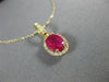 ESTATE 1.02CT DIAMOND & AAA OVAL RUBY 14KT YELLOW GOLD 3D HALO FLOATING PENDANT