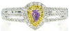 .49CT WHITE PINK & FANCY YELLOW DIAMOND 18K WHITE ROSE GOLD HALO ENGAGEMENT RING