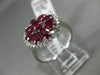ESTATE LARGE 1.80CT DIAMOND & AAA RUBY 18KT WHITE GOLD 3D HALO FLOWER LOVE RING