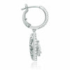 ESTATE 1.04CT ROUND & MARQUISE DIAMOND 14KT WHITE GOLD 3D HALO HANGING EARRINGS