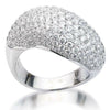 ESTATE LARGE 3.29CT DIAMOND 18KT WHITE GOLD PAVE DOME SHAPE FLOWER CLUSTER RING