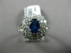 ESTATE WIDE 2.15CT DIAMOND & SAPPHIRE 18K WHITE GOLD DOUBLE HALO ENGAGEMENT RING