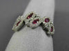 ESTATE WIDE 1CT DIAMOND & ROUND RUBY 14KT WHITE GOLD MULTI LEAF ETOILE LOVE RING