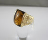 ESTATE WIDE 20.1CT SMOKEY TOPAZ DIAMOND 14K Y GOLD RING
