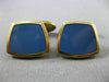 ESTATE AAA BLUE CHALCEDONY 18KT YELLOW GOLD 3D CLASSIC SQUARE MEN'S CUFFLINKS