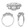 .58CT DIAMOND 14KT WHITE GOLD ROUND & BAGUETTE SQUARE PAST PRESENT FUTURE RING