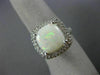ESTATE LARGE 4.14CT DIAMOND & AAA OPAL 14K WHITE GOLD 3D SQUARE DOUBLE HALO RING