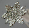 ESTATE .74CT ROUND DIAMOND 18K WHITE GOLD 3D FLOWER STAR OF DAVID PAVE LOVE RING