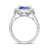 GIA LARGE 5.05CT DIAMOND & AAA CUSHION SAPPHIRE 18KT WHITE GOLD ENGAGEMENT RING