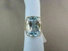 ESTATE WIDE RECTANGULAR 18.33CT AAA BLUE TOPAZ & DIAMOND 18KT TWO TONE GOLD RING