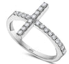 ESTATE .28CT DIAMOND 18KT WHITE GOLD 3D CLASSIC SIDEWAYS CROSS FUN RING