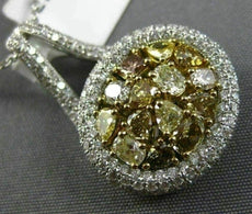 ESTATE 2.92CT MULTI COLOR FANCY DIAMOND 18K WHITE GOLD OVAL HALO PENDANT & CHAIN