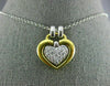 ESTATE LARGE .55CT DIAMOND PLATINUM & 18KT YELLOW GOLD DOUBLE HEART PENDANT #310