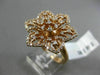 ESTATE LARGE .68CT DIAMOND 14KT ROSE GOLD 3D FLOWER STAR ETOILE FILIGREE RING