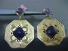 ESTATE LARGE 1.12CT DIAMOND & AMETHYST 18KT WHITE & YELLOW GOLD OCTAGAN EARRINGS