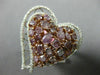 GIA EXTRA LARGE 4.42CT WHITE & PINK DIAMOND 18K ROSE GOLD DOUBLE HEART LOVE RING