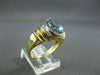 ESTATE WIDE 1.65CT DIAMOND & LONDON BLUE TOPAZ 14KT TWO TONE GOLD PEAR RING 1501