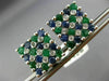 LARGE 3.05CT DIAMOND & AAA SAPPHIRE & EMERALD 14KT WHITE GOLD 3D SQUARE EARRINGS