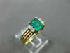 ESTATE .91CT DIAMOND & EMERALD 14KT YELLOW GOLD RECTANGLE ENGAGEMENT RING #19177
