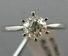 ANTIQUE .59CT OLD MINE DIAMOND 14KT WHITE GOLD SOLITAIRE ENGAGEMENT RING #17943