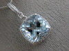 ESTATE LARGE 3.56CT DIAMOND & AAA AQUAMARINE 14K WHITE GOLD 3D SQUARE PENDANT