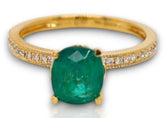 1.57CT DIAMOND & AAA EMERALD 18KT YELLOW GOLD 3D CLASSIC 4 PRONG ENGAGEMENT RING