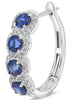 2.61CT DIAMOND & AAA SAPPHIRE 14KT WHITE GOLD MULTI FLOWER HOOP HANGING EARRINGS