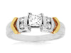 ESTATE .61CT DIAMOND 14KT WHITE GOLD 3D PRINCESS & ROUND CLASSIC ENGAGEMENT RING