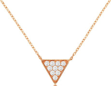 0.20CT DIAMOND 14KT ROSE GOLD 3D ROUND CLUSTER TRIANGULAR TRILLION LOVE NECKLACE