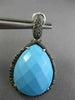 ESTATE LARGE 21.21CT BLACK DIAMOND & TURQUOISE 14KT WHITE GOLD CLIP ON EARRINGS