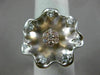 ESTATE LARGE .60CT WHITE & PINK DIAMOND 18K WHITE & PINK GOLD 3D FLOWER FUN RING