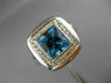 ESTATE LARGE 3.60CT DIAMOND & AAA BLUE TOPAZ 18K WHITE GOLD 3D HALO ITALIAN RING